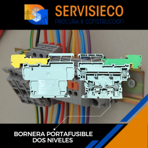 Bornera portafusible dos niveles cable 22-12 AWG 1492-JDG3FB